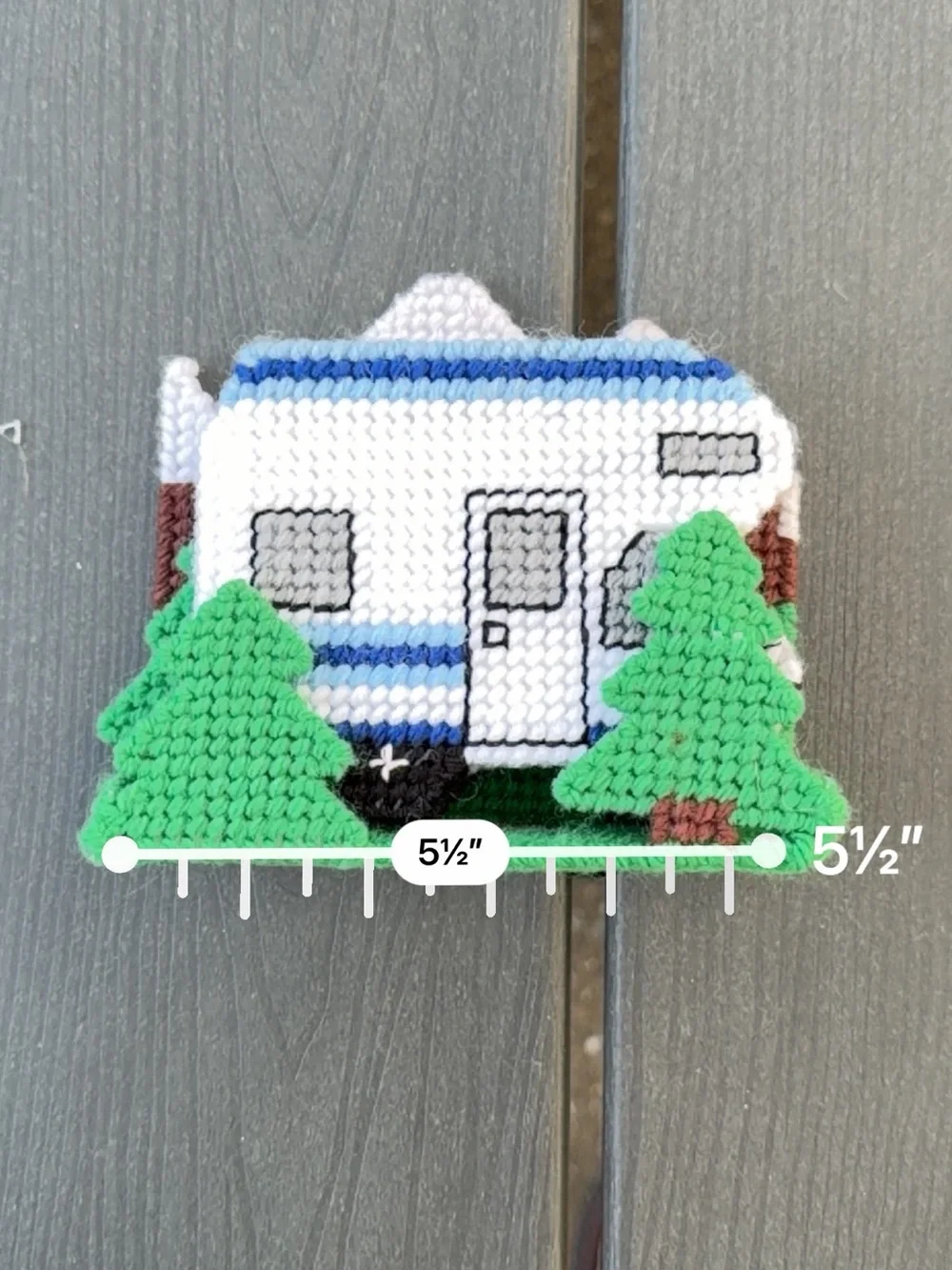 Cross-Stitch Camper & Mountain Coaster Set - Green, Blue, Purple